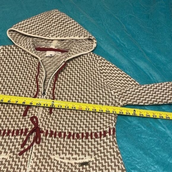 80% Lambswool  Hooded Cardigan Jacket Women's L, w/ Belt &‎ Zip Closure - Picture 12 of 16